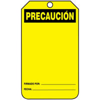 Accuform 5 3/4" x 3 1/4" PF-Cardstock "Precaucion (Blank)" Safety Tag SHMDT612CTP - 25/Case