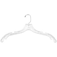 17" Clear Plastic Jumbo Heavy-Weight Shirt Hanger with Chrome Hook - 100/Pack