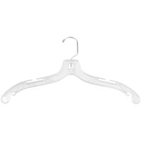17" Clear Plastic Medium-Weight Shirt Hanger with Chrome Hook - 100/Pack
