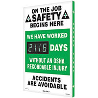 Accuform Digi-Day 28" x 20" "We Have Worked Days Without an OSHA Recordable Injury" Aluminum Electronic Safety Scoreboard SCK116