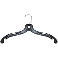 17" Black Plastic Middle Heavy-Weight Shirt Hanger with Chrome Hook - 100/Pack