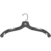 17" Black Plastic Medium-Weight Shirt Hanger with Black Hook - 100/Pack