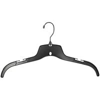 17" Black Plastic Heavy-Weight Shirt Hanger with Black Hook - 100/Pack