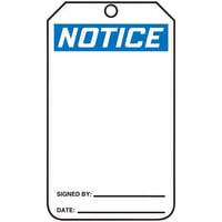 Accuform 5 3/4" x 3 1/4" Plastic "Notice (Blank)" Safety Tag with Grommet MNT101PTP - 25/Case