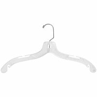 17" Clear Plastic Middle Heavy-Weight Shirt Hanger with Chrome Hook and Molded Rubber Grippers - 100/Pack