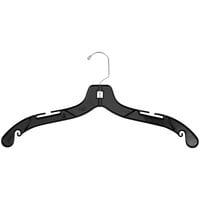 17" Black Plastic Heavy-Weight Shirt Hanger with Chrome Hook - 100/Pack