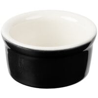 Tuxton B4X-035 3.5 oz. Black / Eggshell Smooth China Ramekin - 48/Case