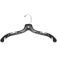 17" Black Plastic Medium-Weight Shirt Hanger with Chrome Hook - 100/Pack