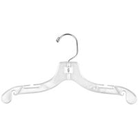 12" Clear Plastic Children's Shirt Hanger with Chrome Hook - 100/Pack