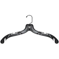17" Black Plastic Middle Heavy-Weight Shirt Hanger with Black Hook - 100/Pack