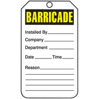 Accuform 5 3/4" x 3 1/4" PF-Cardstock Barricade Tag TAB101CTP - 25/Pack