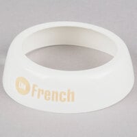 Tablecraft CB22 Imprinted White Plastic "Lite French" Salad Dressing Dispenser Collar with Beige Lettering