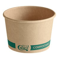 EcoChoice 4 oz. Round Kraft Bio-Lined Compostable Take-Out Container 3" x 1 13/16" - 1000/Case