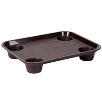 GET FT-20-BR 14" x 17" Ambidextrous Polypropylene Brown Fast Food Tray with Cup Holders