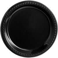 Huhtamaki Chinet Black Heavyweight Plastic Plate 10" - 125/Pack