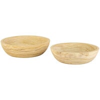 Kalalou 2-Piece Round Carved Wooden Display Bowl Set