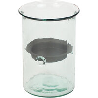 Kalalou Small Glass Mini Cylindrical Hurricane Candle Holder with Rustic Metal Insert