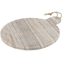Kalalou NART1001 12" x 15" Grey Marble Round Serving Board with Handle