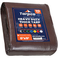Tarpco Safety Brown / Black Extra Heavy-Duty Weatherproof 10 Mil Poly Tarp with Reinforced Edges
