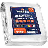 Tarpco Safety White Extra Heavy-Duty Weatherproof 10 Mil Poly Tarp with Reinforced Edges