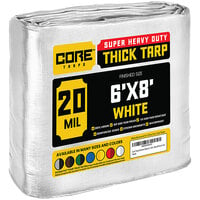 Core Tarps White Extreme Heavy-Duty Weatherproof 20 Mil Poly Tarp with Reinforced Edges