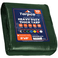 Tarpco Safety Green / Black Extra Heavy-Duty Weatherproof 10 Mil Poly Tarp with Reinforced Edges