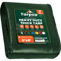 Tarpco Safety Green / Black Heavy-Duty Weatherproof 7 Mil Poly Tarp with Reinforced Edges