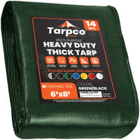Tarpco Safety Green / Black Extra Heavy-Duty Weatherproof 14 Mil Poly Tarp with Reinforced Edges