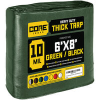 Core Tarps Green / Black Heavy-Duty Weatherproof 10 Mil Poly Tarp with Reinforced Edges