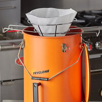 Fryclone Oil Filtration Kit with 6.5 Gallon Orange Utility Oil Pail, Filter Cones, and Filter Holder