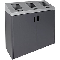 Busch Systems Summit 101501 45 Gallon Powder-Coated Steel Three Stream Decorative Recyclables / Organics / Waste Receptacle