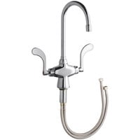 Chicago Faucets 50-E35-317XKABCP Deck-Mounted Single-Hole Faucet with 5 1/4" Rigid / Swing Gooseneck Spout and 4" Wristblade Handles