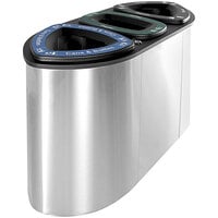 Busch Systems Boka 101230 78 Gallon Stainless Steel Three Stream Decorative Cans and Bottles / Paper / Waste Receptacle