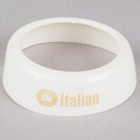 Tablecraft CB21 Imprinted White Plastic "Lite Italian" Salad Dressing Dispenser Collar with Beige Lettering