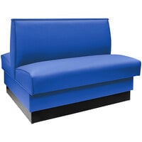 American Tables & Seating 46" Long Blue Plain Double Back Fully Upholstered Booth - 36" High