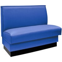 American Tables & Seating 46" Long Blue Plain Single Back Fully Upholstered Booth - 42" High