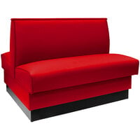 American Tables & Seating 46" Long Light Red Plain Double Back Fully Upholstered Booth - 36" High