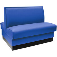American Tables & Seating 46" Long Blue Plain Double Back Fully Upholstered Booth - 42" High