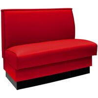 American Tables & Seating 46" Long Light Red Plain Single Back Fully Upholstered Booth - 42" High
