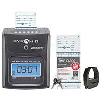 Pyramid Time Systems 2650 Charcoal Auto-Aligning Time Clock with 25 Time Cards