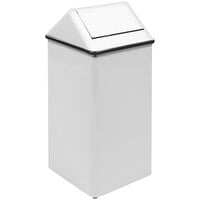 Witt Industries 1511HTWH 36 Gallon White Steel Decorative Waste Receptacle with Swing Top Lid