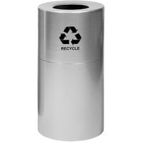 Witt Industries AL18-CLR-R 24 Gallon Aluminum Satin Clear Finish Round Indoor Decorative Recycling Receptacle