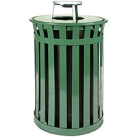 Witt Industries M3601-AT-GN Oakley Standard 36 Gallon Green Steel Round Outdoor Decorative Waste Receptacle with Ash Top Lid