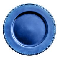 Choice 13" Round Royal Blue Beaded Rim Plastic Charger Plate - 12/Case