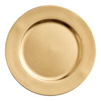 Choice 13 inch Round Gold Smooth Rim Plastic Charger Plate - 12/Case