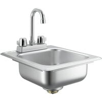 Regency 9 inch x 9 inch x 5 inch 18-Gauge Stainless Steel One Compartment Drop-In Sink with 3 1/2 inch Gooseneck Faucet