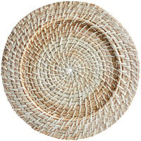 Acopa 13 inch Round Blond Rattan Charger Plate - 12/Pack