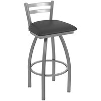 Holland Bar Stool Low-Back Swivel Stainless Steel Outdoor Bar Stool with Breeze Graphite Seat