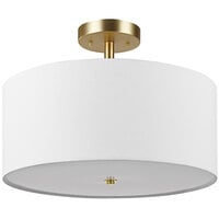 Globe Glam White Fabric / Brass Flush Mount Light - 120V, 60W