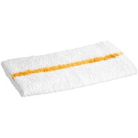 Oxford 17" x 20" Gold Striped 32 oz. 100% Cotton Terry Bar Towel - 12/Pack